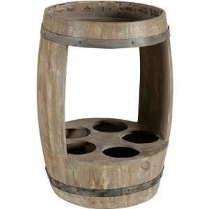 Antiqued Wood Barrel Shaped Wine Rack 10 inchx16 inch 