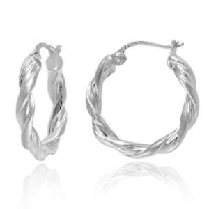   Sterling Silver Tarnish Free 3mm x 25mm Twist Hoop Earrings Jewelry