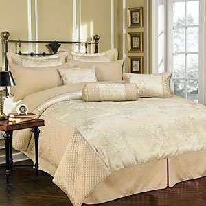   11 Piece Champagne Comforter Set / Bed In A Bag