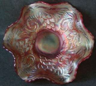 Fenton Carnival Glass Bowl Pine Cone Pattern Marigold  