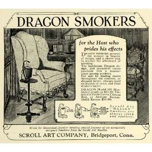  1927 Ad Dragon Smokers Scroll Art Decorative Ash Tray 