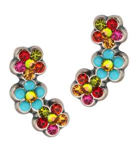 Floral Silver Plated Earrings Designed by Michal Negrin with 