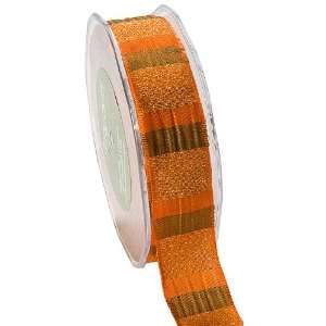 May Arts 1 Inch Wide Ribbon, Orange and Green Stripe Arts 