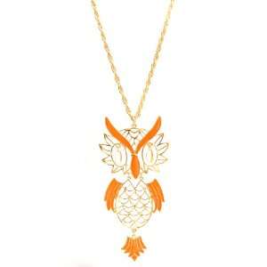 Gold Plated Chunky Neon Coral Owl Necklace: Everything 
