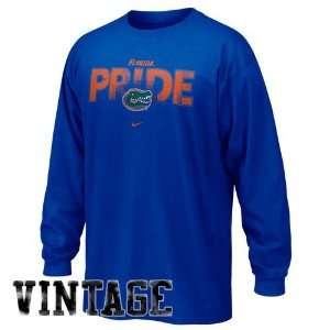  Nike Florida Gators Royal Blue Pride Long Sleeve Vintage T 