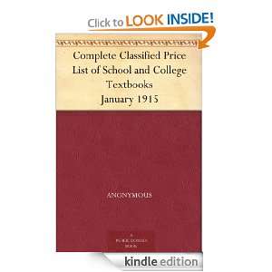 Complete Classified Price List of School and College Textbooks January 