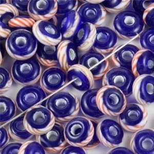   and White Stripes Indonesian Glass Spacer Beads Arts, Crafts & Sewing