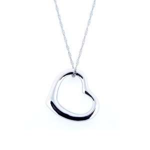  Silver Tone Open Heart Charm Pendant Necklace: Jewelry