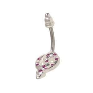  Snake Belly Button Ring with Purple Cz Gems: Jewelry
