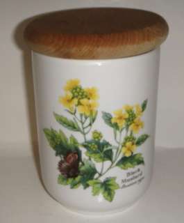 Royal Worcester Herbs Green Trim Storage Jar 5 Black Mustard  