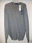 NWT AUSTIN REED V NECK CABLE SWEATER GRAY HEATHER L LARGE SILK 