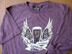 GUINNESS Brewed in Ireland WINGS logo OFFICIAL UK Merch t shirt size L 