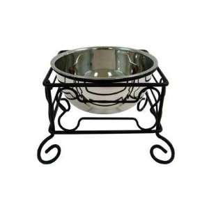 Wrought Iron Stand with Single Stainless Steel Bowl Size: Medium (7 H 