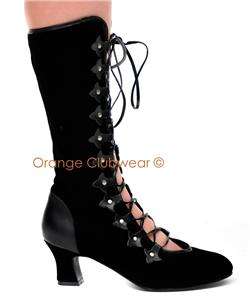PLEASER Womens Renaissance Faire Victorian Costume Velvet Calf Boots 