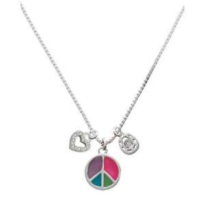   Silver Peace Sign, Love, and Luck Charm Necklace [Jewelry] Jewelry