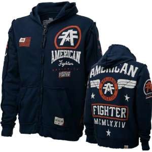  Navy American Fighter Pride Full Zip Hooded Sweatshirt 