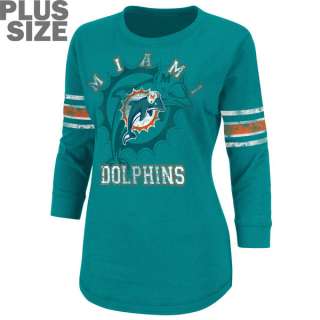 Miami Dolphins Womens Plus Size Victory Is Sweet 3/4 Sleeve Top 
