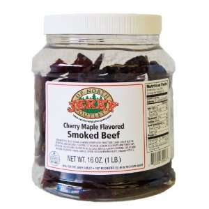 Cherry Maple Smoked Beef Jerky 1lb Jar Grocery & Gourmet Food