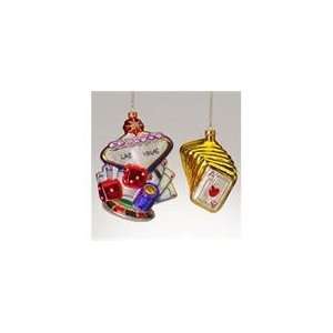 Gold Ace Of Hearts Casino Gambling Glass Christmas Ornament:  