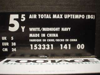 1997 OG Nike Air Total Max Uptempo White Navy Blue 5.5  