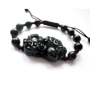  Dark Green Stone Fortune Pixiu Dragon Beads Adjustable 