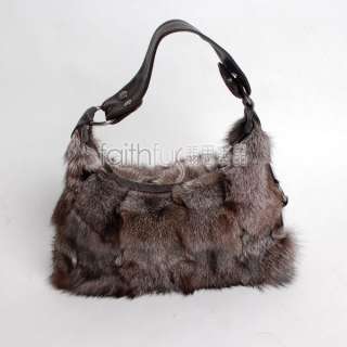 Silver Blue Fox Fur Handbag / Purse New  