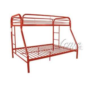  Twin Full Size Metal Bunk Bed Red Finish: Home & Kitchen