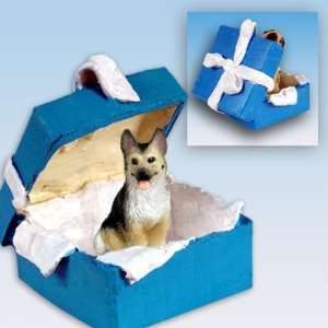   : German Shepherd Blue Gift Box Dog Ornament   Black: Home & Kitchen