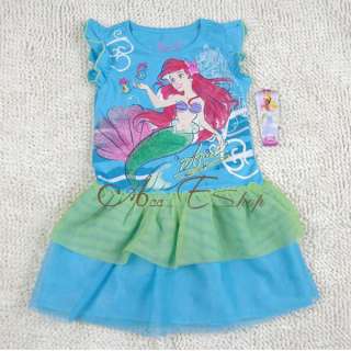 Girls Size 4 5 6 6X Princess Ariel Mermaid Summer Party Dress Costume 