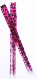 SCENE, ♥♥LONG PINK AND BLACK LEOPARD CLIP   ON HAIR EXTENSIONS 2 