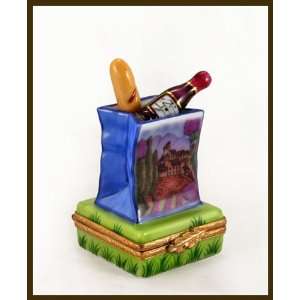   Picnic Sack W Bread& Wine French Limoges Box: Home & Kitchen