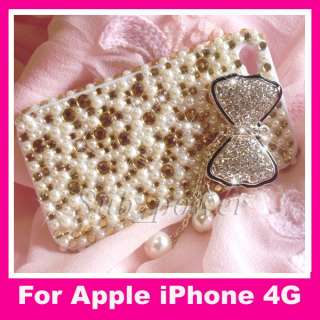 3D Bow Bling Crystal Case Skin cover for iPhone 4 4G B5  