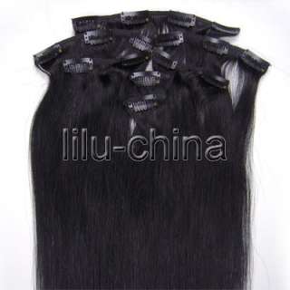   on Remy Straight Human Hair Extensions #01,70g with clips New  