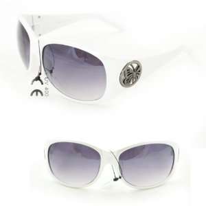   White Frame with Butterfly Design Purple Black Gradient Lens for Women