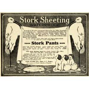  1911 Ad Stork Baby Pants Waterproof Sheeting Potty 