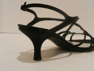 New $325 Stuart Weitzman US 9.5 Midturn Black Satin Evening Sandals 