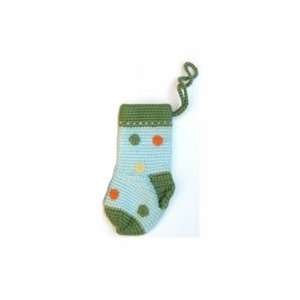   Crochet Christmas Ornament   Blue/Green Spot Christmas Stocking Home