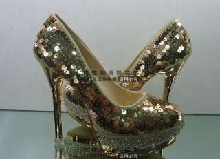   Fabulous Sequins Pumps Glitter Stiletto Heel Rivets Platform Shoes#127