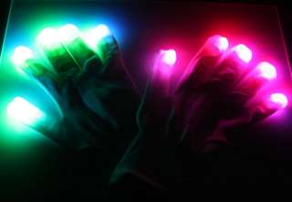 Mode LED Rave Raver Gloves + Finger Lights Batteries  