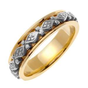 Celtic Wedding Bands With Comfort Fit 14K Two tone Gold Can Also Be 