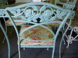 50s WROUGHT Iron Patio Table & Chairs ROSES  