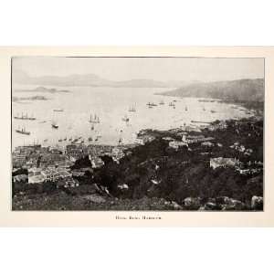  1902 Print Hong Kong China Harbor Port Cityscape Landscape 