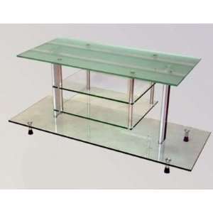 Chintaly 67028 TV Glass 51 TV Stand in Chrome Furniture & Decor
