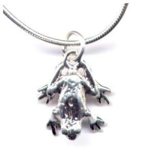  Sterling Silver Frog Charm Pendant 18 Chain Necklace 