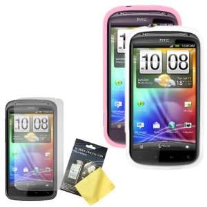   Light Pink, White) & LCD Screen Guard / Protector for HTC Sensation 4G