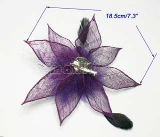 Purple Sinamay Feather Fascinator Hair Clip Race Party  