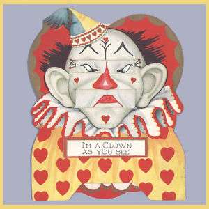 Vintage Valentines Day Card 1930s CLOWN Mechanical  