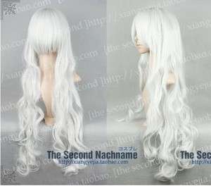 angel sanctuary Long Silver White Curly Cosplay Wigs + Wig Cap  