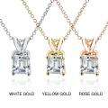 New! 14k Gold 1ct TDW Emerald cut Diamond Solitaire Necklace (H I, SI1 