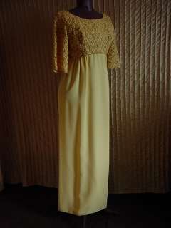 Long Goldenrod Formal Dress w Lace Bodice 36 in Bust 800316132385 